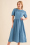 And The Why Full Size Washed Chambray Midi Dress Plus Size