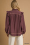 Umgee Ruffle Shoulder Long Sleeve Blouse
