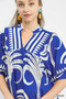 Umgee Folk Art Palm Print Puff Sleeve Blouse