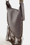 Fame Rivet Trim Suede Fringe Shoulder Bag