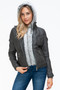 YMI Faux Layered Double-Zipper Jacket with Fuzzy Hood