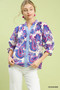 Umgee Paisley Print Button Front Blouse with Scallop Trim Detail