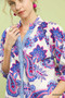 Umgee Paisley Print Button Front Blouse with Scallop Trim Detail