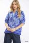 Umgee Tropical Print Puff Sleeve Blouse