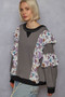 POL Round Neck Sweater with Floral Ruffle Detail