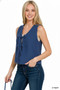 Zenana Tie Front Sweater Vest