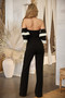Off Shoulder Black N White Color Combo Jumpsuit​​​​
