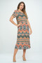Bns Print Long Dress With Short Sleeve​​​