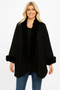 Ivory Open-Front Cape With Pom Faux Fur Trim