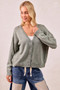 BiBi Washed Sweater V Neck Cardigan