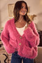 SO ME Soft Touch Hairy Loose Fit Cozy Sweater Cardigan