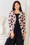 Double Take Printed Button Front Longline Cardigan
