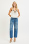 RISEN 4 Way Stretch Mid Rise Barrel Jeans with Patch Pocket Detail