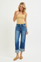RISEN High Rise Straight Jeans with Distressed Hem