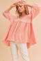 Aemi + Co High-Low Frayed Hem V-Neck Blouse