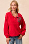BiBi Christmas Theme Fleece Buttoned Top with Pockets