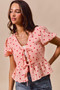 SO ME All Over Heart Ribbon Tie Baby Doll Valentine Blouse