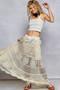 POL Crochet Floral Flared Skirt with Elastic Waist Band
