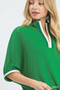 Umgee Textured Knit Top with Striped Contrast Trim