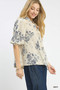 Umgee Floral Embroidered Blouse with Ruffle Trim