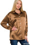 Zenana Satin Button Down Long Sleeve Shirt