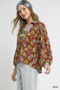 Umgee Floral Print Collar Blouse