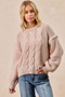 BiBi Cable Knit Sweater with Shoulder Braid Detail