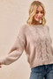 BiBi Cable Knit Sweater with Shoulder Braid Detail
