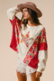 BiBi Floral Print Mixed Star Patch Round Neck Sweatshirt