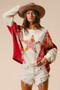 BiBi Floral Print Mixed Star Patch Round Neck Sweatshirt