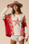 BiBi Floral Print Mixed Star Patch Round Neck Sweatshirt
