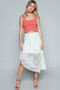 POL Ruffled Floral Lace Skirt with Unbalanced Hem