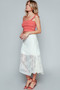 POL Ruffled Floral Lace Skirt with Unbalanced Hem