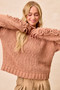 BiBi Chunky Knit Sweater with Flower Detail Sleeves