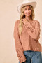 BiBi Chunky Knit Sweater with Flower Detail Sleeves