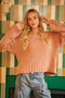 BiBi Chunky Knit Sweater with Flower Detail Sleeves