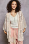POL Lace Floral Open Front Cardigan with Trim Detail