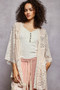 POL Lace Floral Open Front Cardigan with Trim Detail