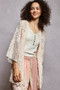 POL Lace Floral Open Front Cardigan with Trim Detail