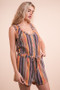 VERY J Crochet Multi Color Striped Casual Summer Romper