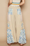 POL Drawstring Star Patch Contrast Wide Leg Pants