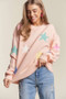 ADORA Stars Pattern Round Neck Drop Shoulder Sweater