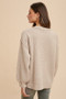 Annie Wear Half Button Ribbed Hem Sweater