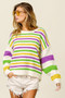 BiBi Mardi Gras Colors Stripe Comfy Sweater