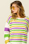 BiBi Mardi Gras Colors Stripe Comfy Sweater