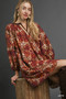Umgee Animal Print Boho Tunic Dress with Contrast Trim Detail