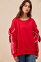 BiBi Bow Detail Sleeves Fleece Sweatshirt