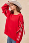 BiBi Bow Detail Sleeves Fleece Sweatshirt