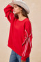 BiBi Bow Detail Sleeves Fleece Sweatshirt