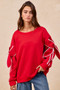 BiBi Bow Detail Sleeves Fleece Sweatshirt